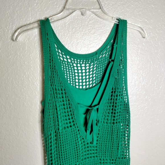 Joie Normandy Open-Knit Cotton Midi Dress Green Sz S - Picture 7 of 10